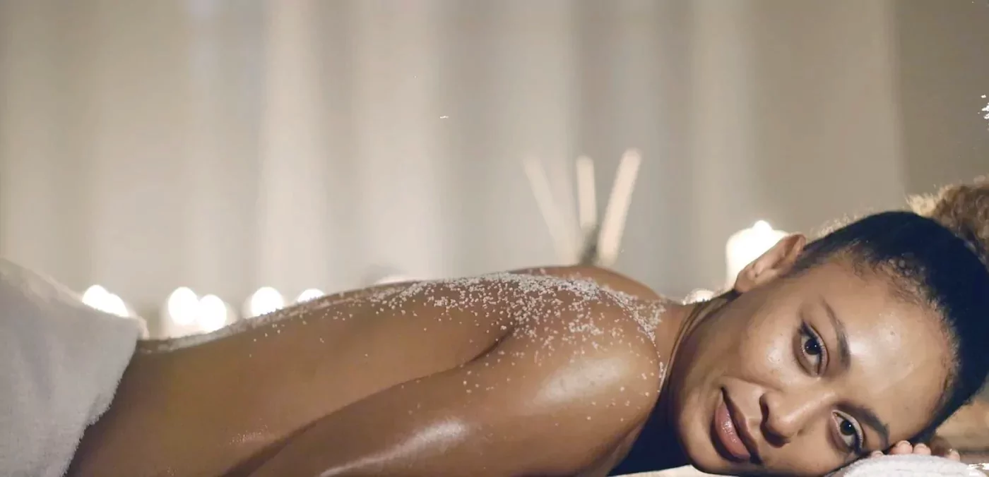 A guest receiving a body treatment at the Santosa spa