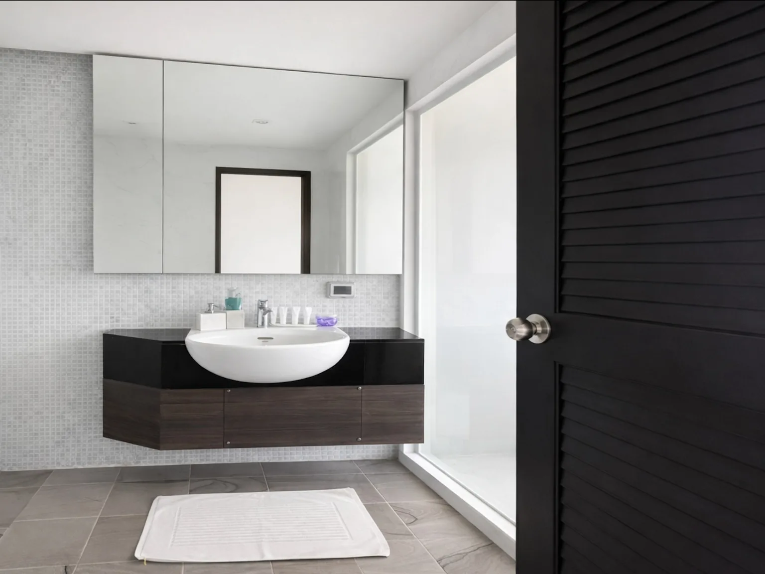 The bathroom vanity